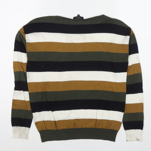 Carol Mens Multicoloured V-Neck Striped Viscose Pullover Jumper Size XS Long Sleeve