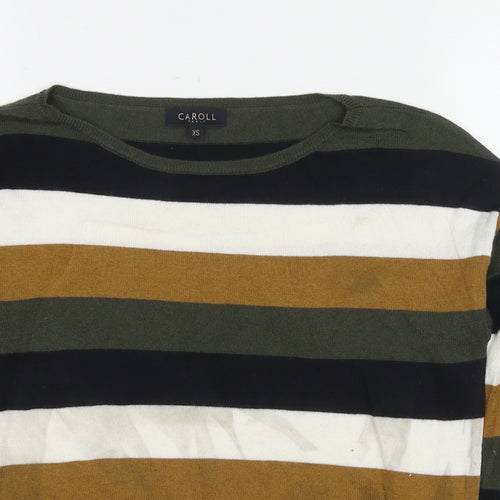 Carol Mens Multicoloured V-Neck Striped Viscose Pullover Jumper Size XS Long Sleeve