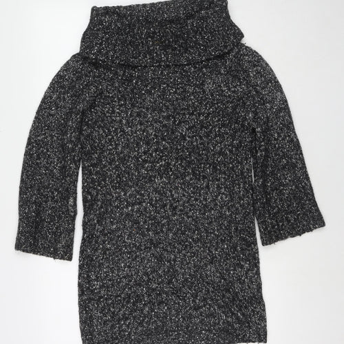 Monsoon Womens Grey Roll Neck Cotton Tunic Jumper Size S