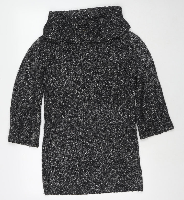 Monsoon Womens Grey Roll Neck Cotton Tunic Jumper Size S