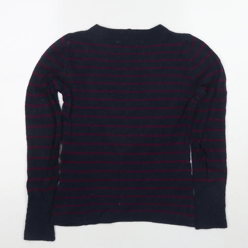 Jigsaw Womens Blue Round Neck Striped Cashmere Pullover Jumper Size S
