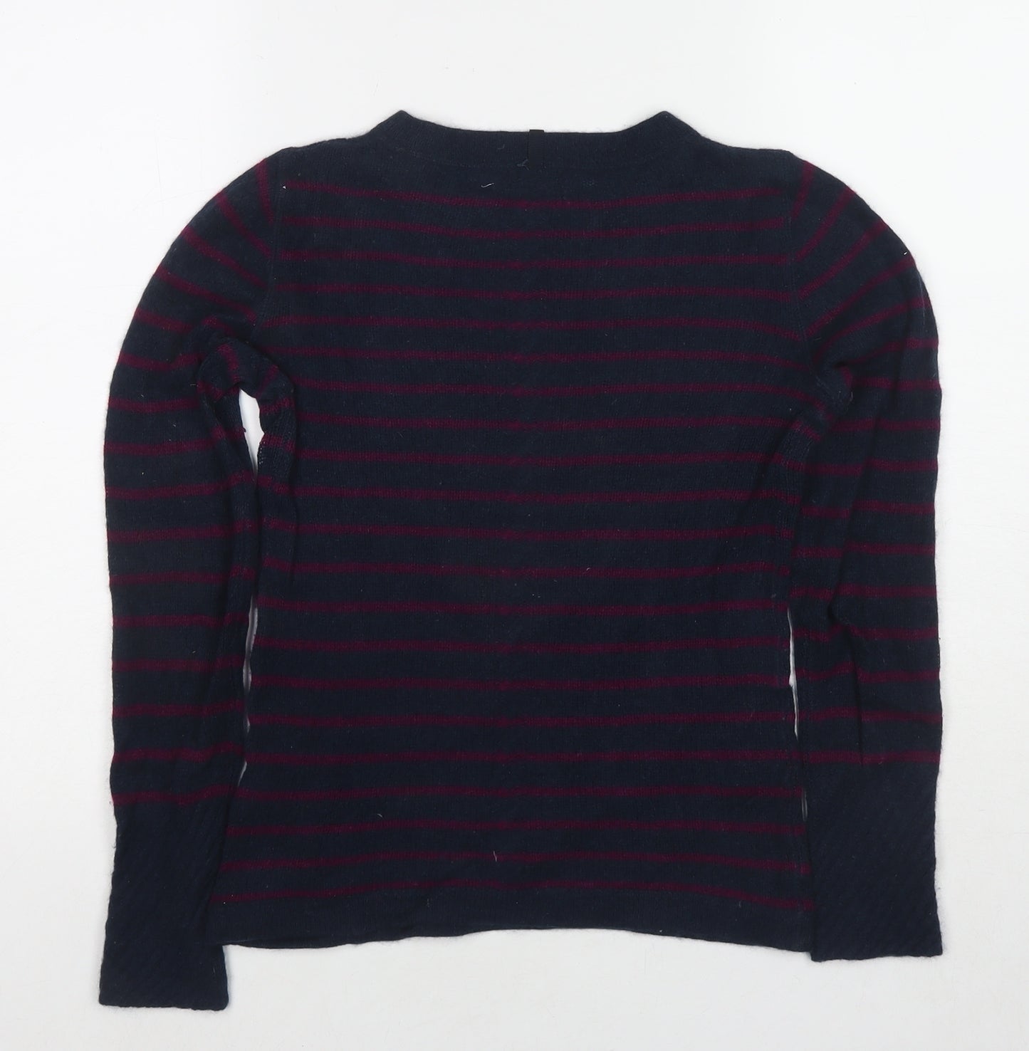Jigsaw Womens Blue Round Neck Striped Cashmere Pullover Jumper Size S