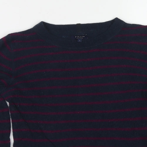 Jigsaw Womens Blue Round Neck Striped Cashmere Pullover Jumper Size S