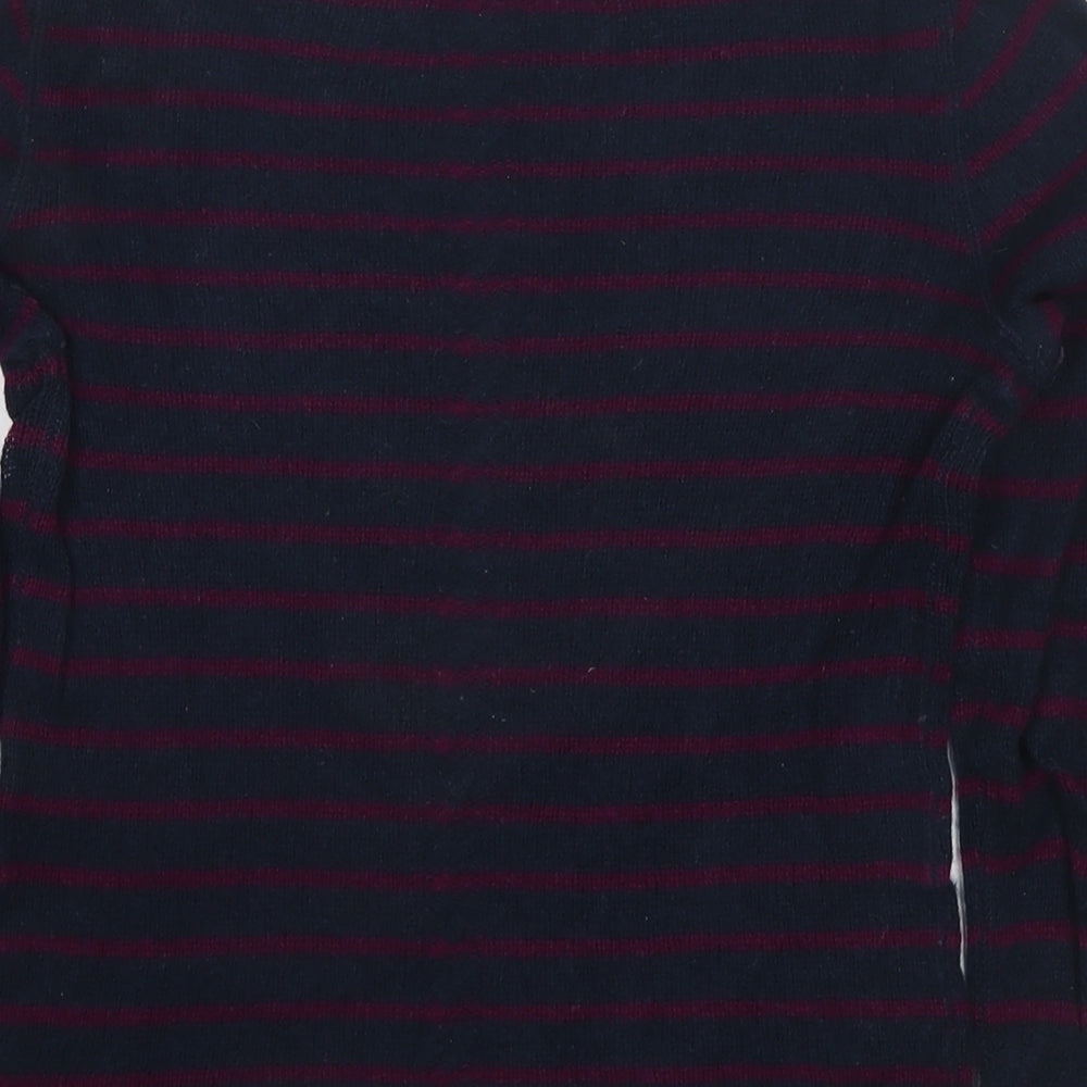 Jigsaw Womens Blue Round Neck Striped Cashmere Pullover Jumper Size S