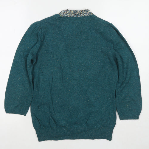 NEXT Womens Blue Collared Acrylic Pullover Jumper Size 10