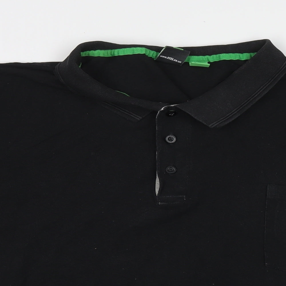 D555 Mens Black Cotton Polo Size 3XL Collared Pullover