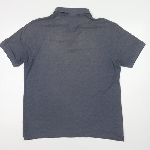Marks and Spencer Mens Blue Cotton Polo Size L Collared Pullover