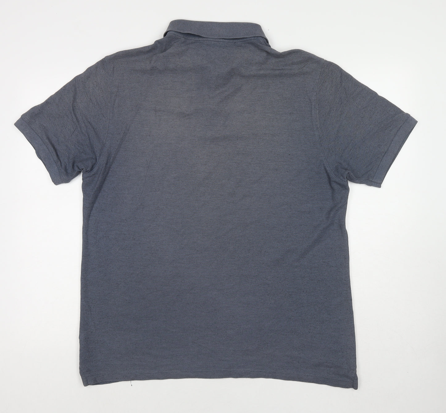 Marks and Spencer Mens Blue Cotton Polo Size L Collared Pullover