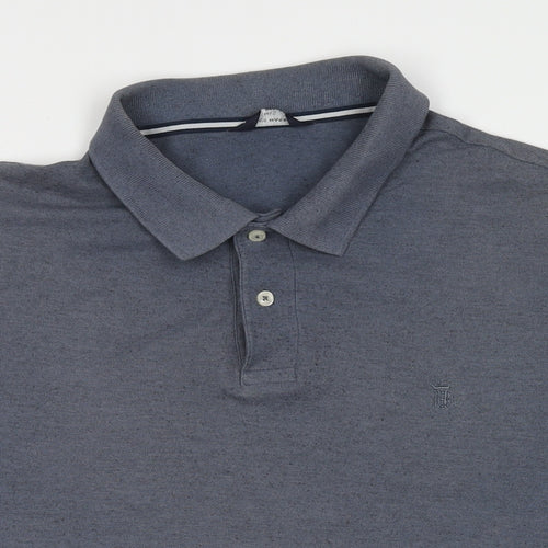 Marks and Spencer Mens Blue Cotton Polo Size L Collared Pullover