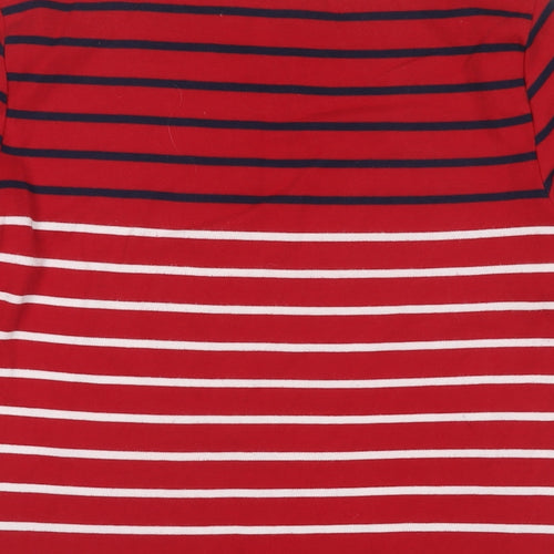 Karen Scott Womens Red Striped Cotton Basic T-Shirt Size M Boat Neck