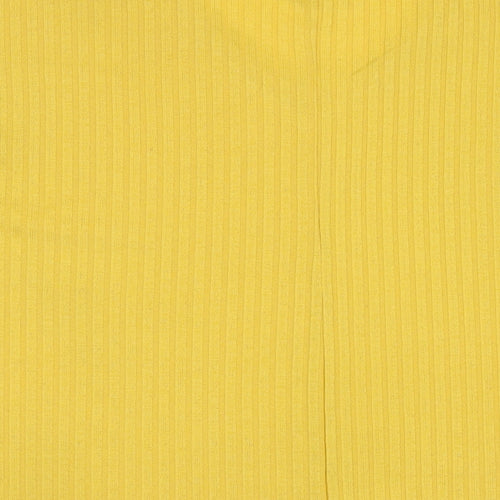 New Look Womens Yellow Polyester Jersey T-Shirt Size S V-Neck