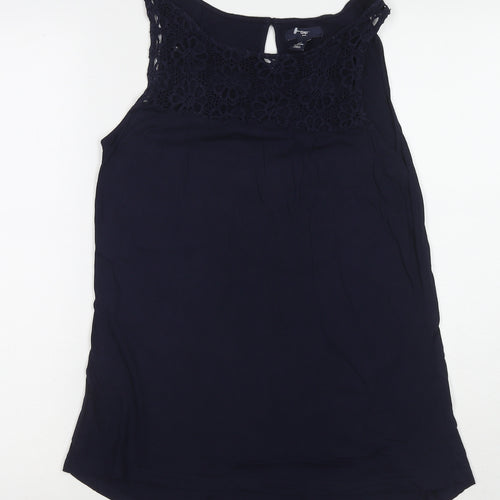 Gap Womens Blue Polyester Basic Tank Size S Round Neck