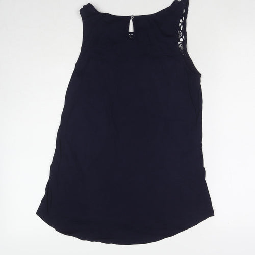 Gap Womens Blue Polyester Basic Tank Size S Round Neck
