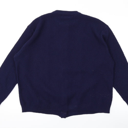 Care Womens Blue Round Neck Acrylic Cardigan Jumper Size XL