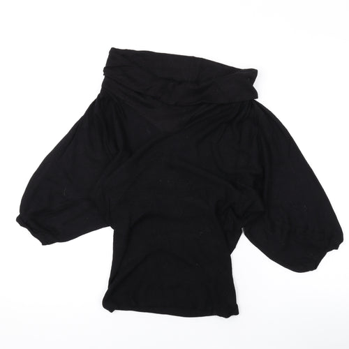 Topshop Womens Black Roll Neck Viscose Pullover Jumper Size 10