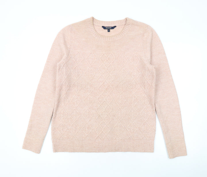 Maine New England Womens Pink Round Neck Polyester Pullover Jumper Size 10