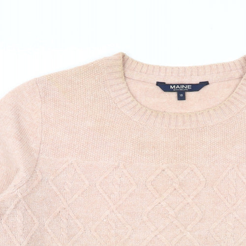 Maine New England Womens Pink Round Neck Polyester Pullover Jumper Size 10