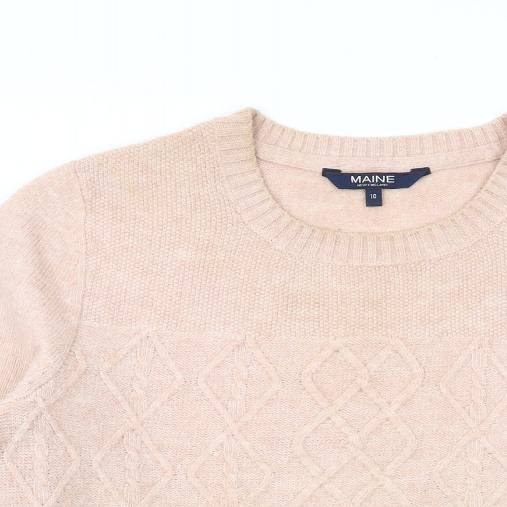 Maine New England Womens Pink Round Neck Polyester Pullover Jumper Size 10