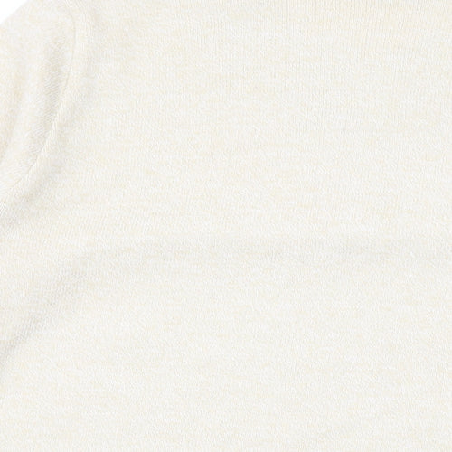Classic Womens Beige Round Neck Acrylic Pullover Jumper Size M