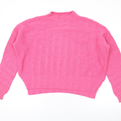 Whistles Womens Pink Mock Neck Acrylic Pullover Jumper Size S