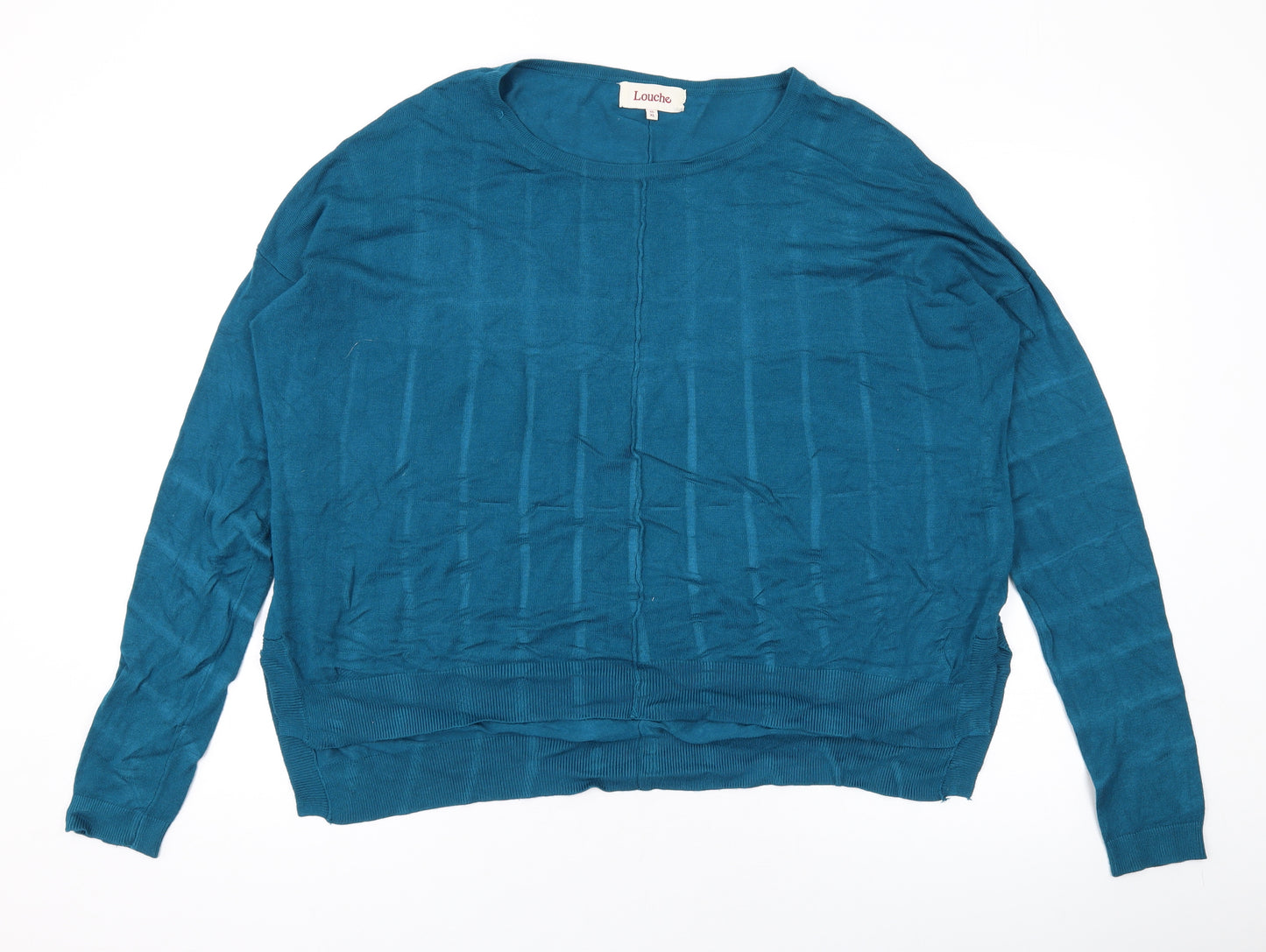 Louche Womens Blue Round Neck Viscose Pullover Jumper Size 16