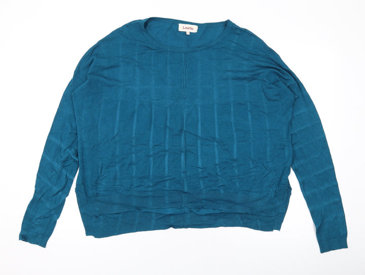 Louche Womens Blue Round Neck Viscose Pullover Jumper Size 16