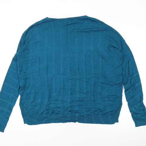 Louche Womens Blue Round Neck Viscose Pullover Jumper Size 16