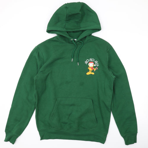 Garfield Mens Green Polyester Pullover Hoodie Size M - Christmas