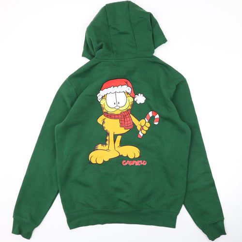 Garfield Mens Green Polyester Pullover Hoodie Size M - Christmas