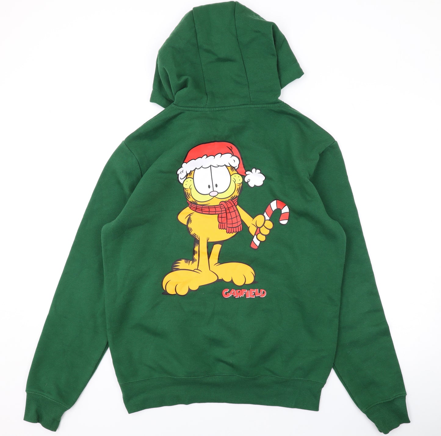 Garfield Mens Green Polyester Pullover Hoodie Size M - Christmas