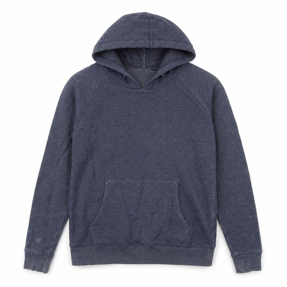 Front view of Next women’s blue cotton pullover hoodie, size UK 10, pullover