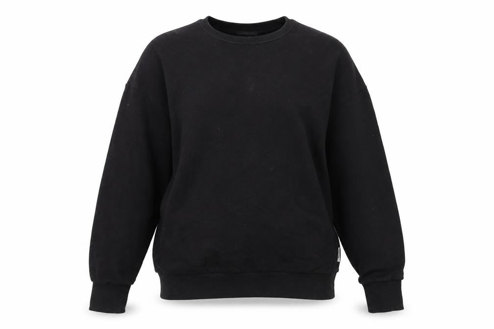 Front view of ASOS women’s black cotton pullover sweatshirt, size UK 10, pullover