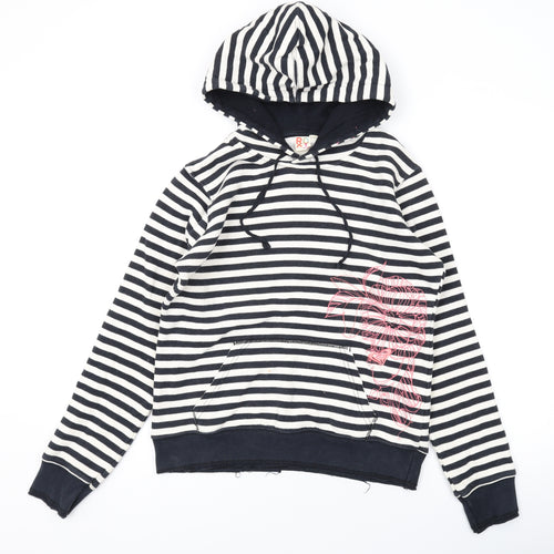 ROXY Womens Black Striped Cotton Pullover Hoodie Size M Pullover