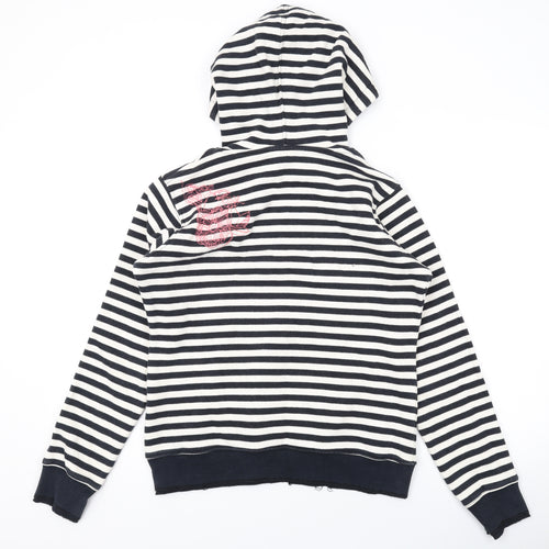 ROXY Womens Black Striped Cotton Pullover Hoodie Size M Pullover