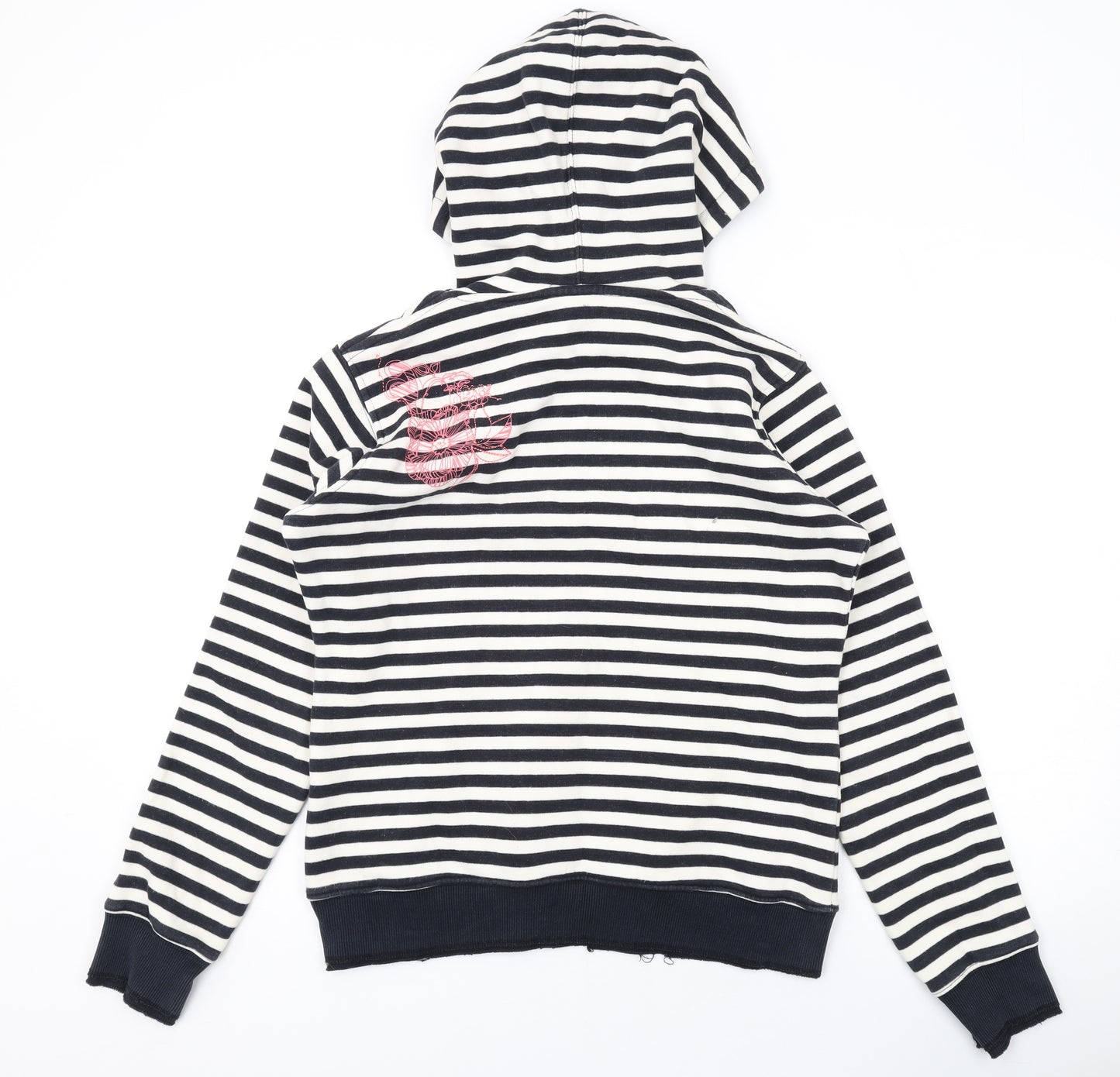ROXY Womens Black Striped Cotton Pullover Hoodie Size M Pullover