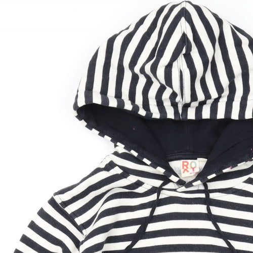 ROXY Womens Black Striped Cotton Pullover Hoodie Size M Pullover