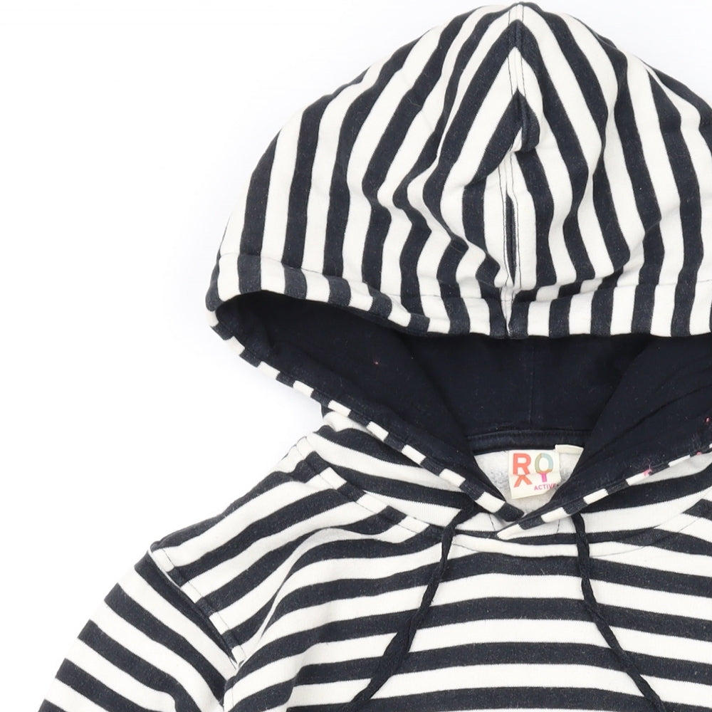ROXY Womens Black Striped Cotton Pullover Hoodie Size M Pullover
