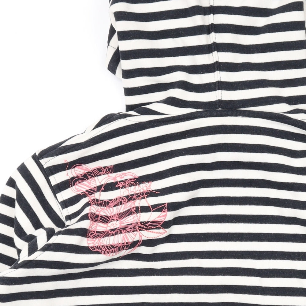 ROXY Womens Black Striped Cotton Pullover Hoodie Size M Pullover
