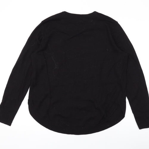Fat Face Womens Black Round Neck Polyester Pullover Jumper Size 14