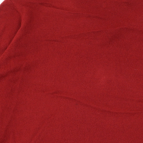 Marks and Spencer Mens Red V-Neck Acrylic Pullover Jumper Size L Long Sleeve
