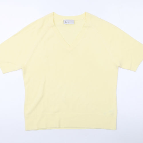 BHS Womens Yellow V-Neck Acrylic Pullover Jumper Size 14
