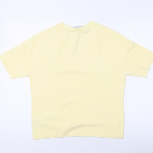 BHS Womens Yellow V-Neck Acrylic Pullover Jumper Size 14