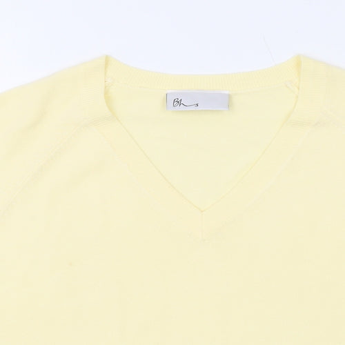 BHS Womens Yellow V-Neck Acrylic Pullover Jumper Size 14