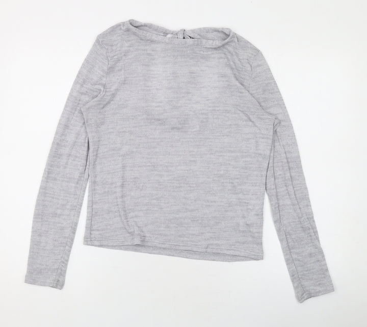Divided by H&M Womens Grey Round Neck Polyester Pullover Jumper Size L
