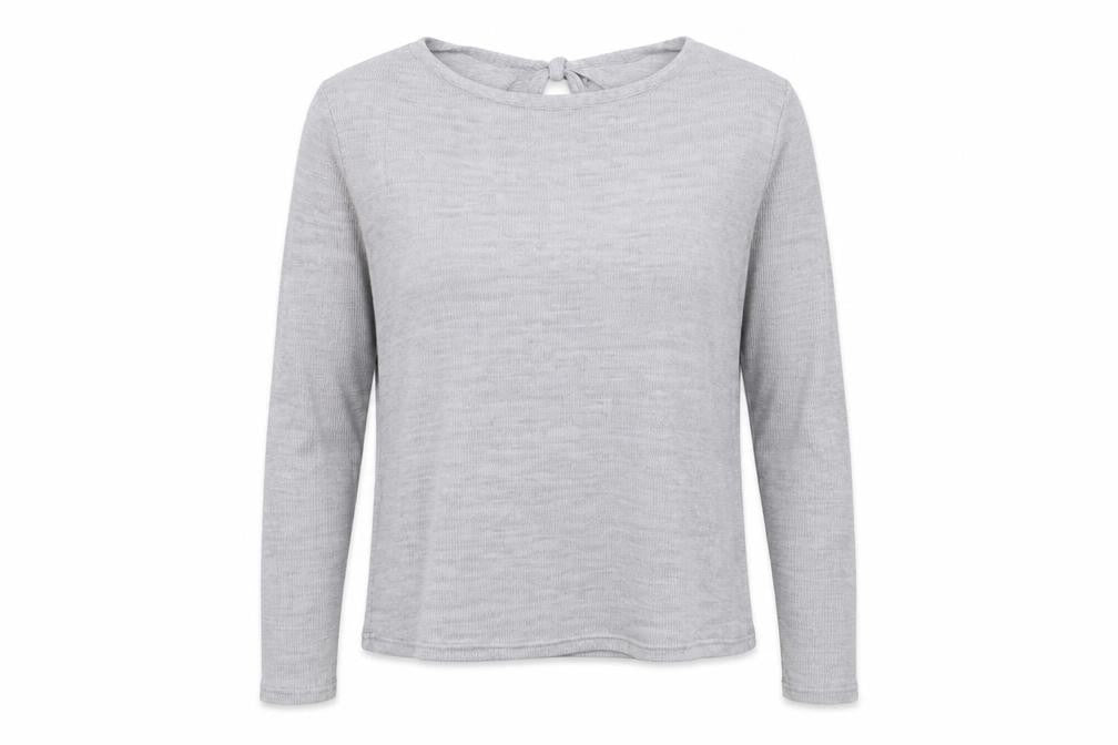 Front view of Divided by H&M women’s grey round neck polyester jumper, size L