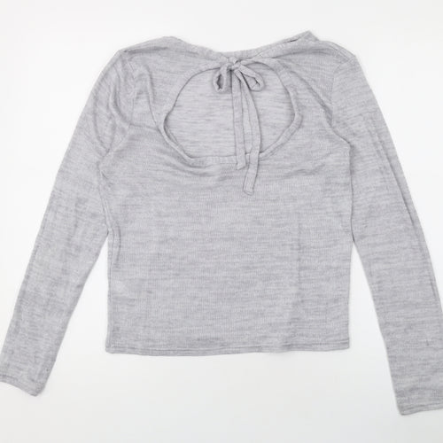 Divided by H&M Womens Grey Round Neck Polyester Pullover Jumper Size L