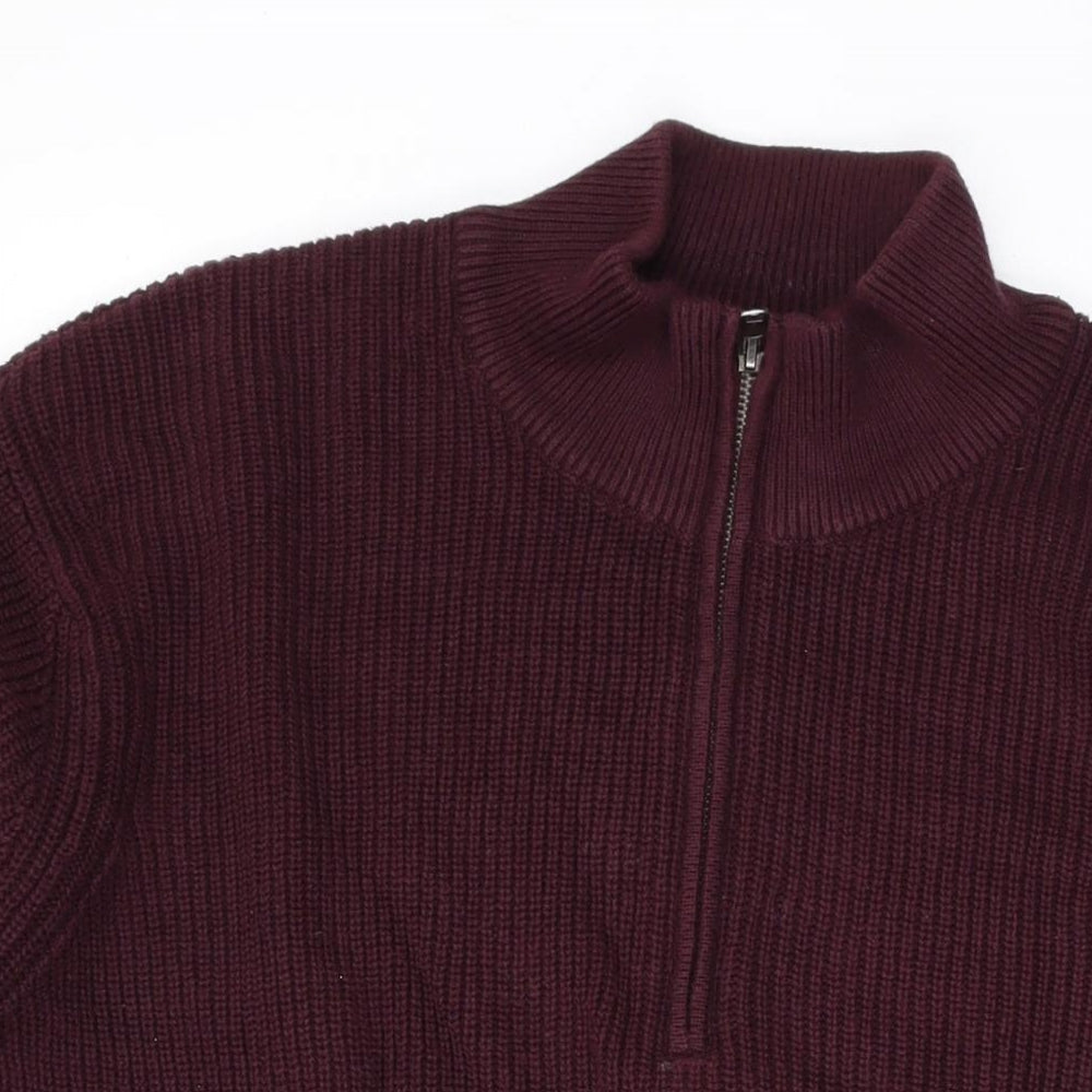 Gap Mens Purple Mock Neck Cotton Pullover Jumper Size XL Long Sleeve