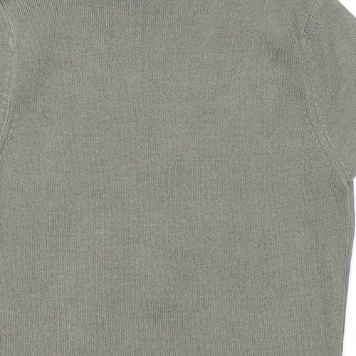 M&Co Womens Green Acrylic Basic T-Shirt Size M V-Neck
