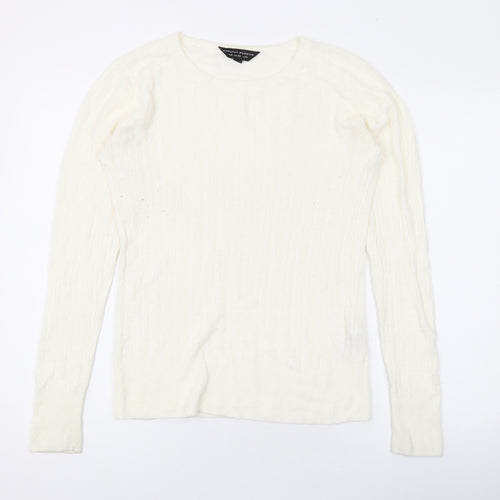 Dorothy Perkins Womens Ivory Round Neck Acrylic Pullover Jumper Size 10