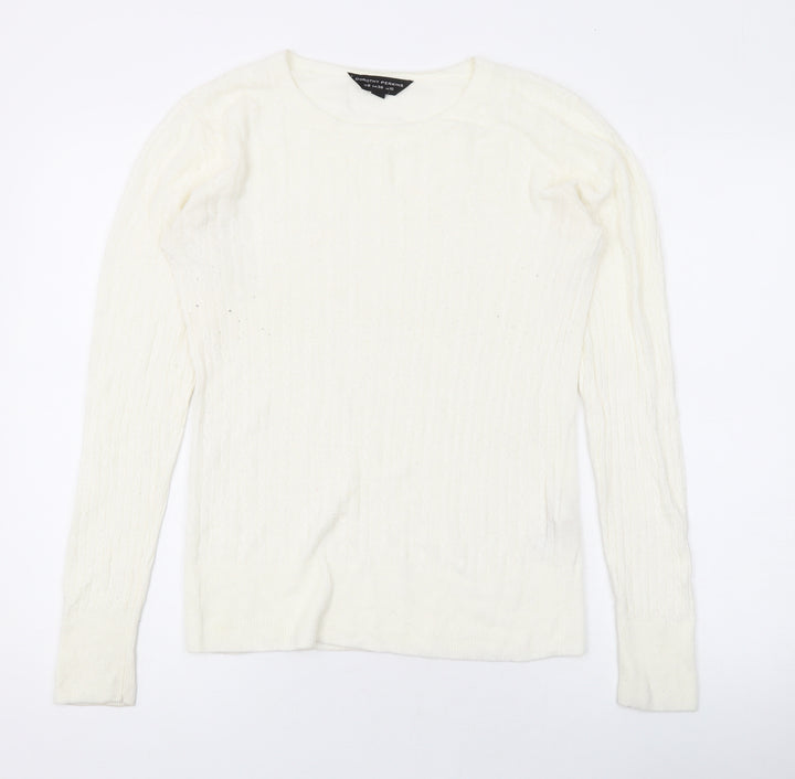Dorothy Perkins Womens Ivory Round Neck Acrylic Pullover Jumper Size 10